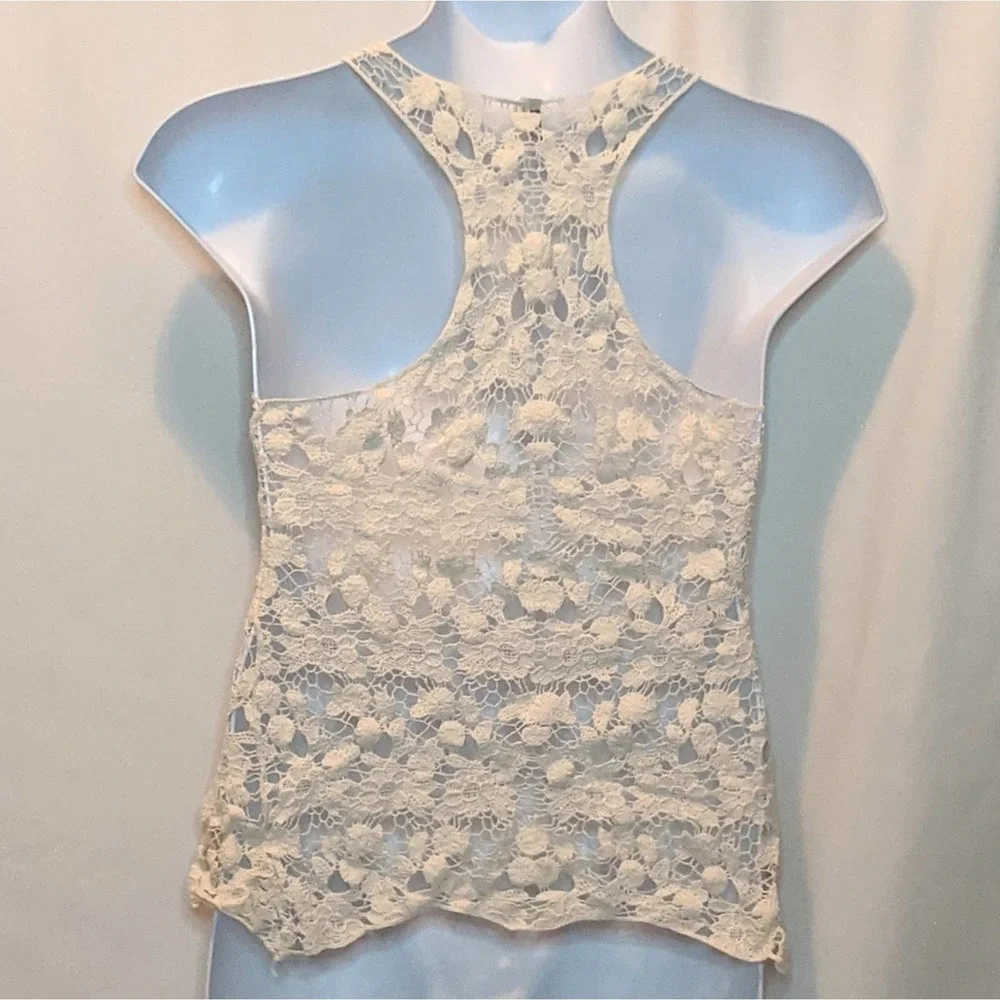 Buzz Racerback Lace Tank Top Cream - Picture 3 of 8